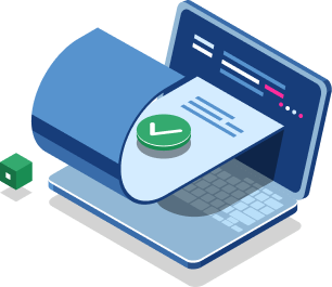 Illustration of a laptop generating a certificate